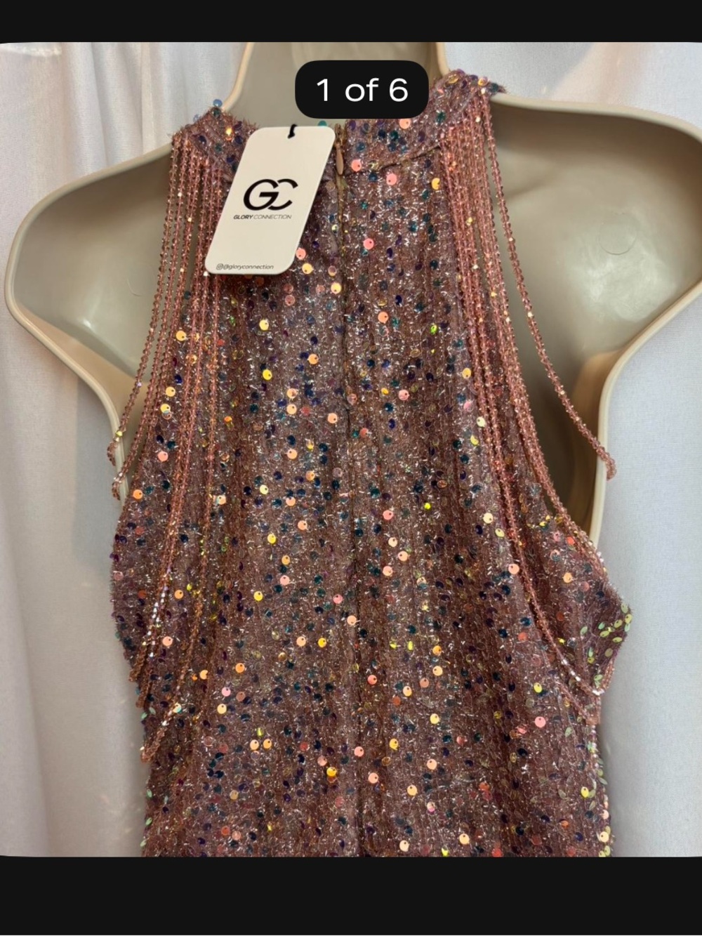 GC Sequin Halter Dress in Rose Gold